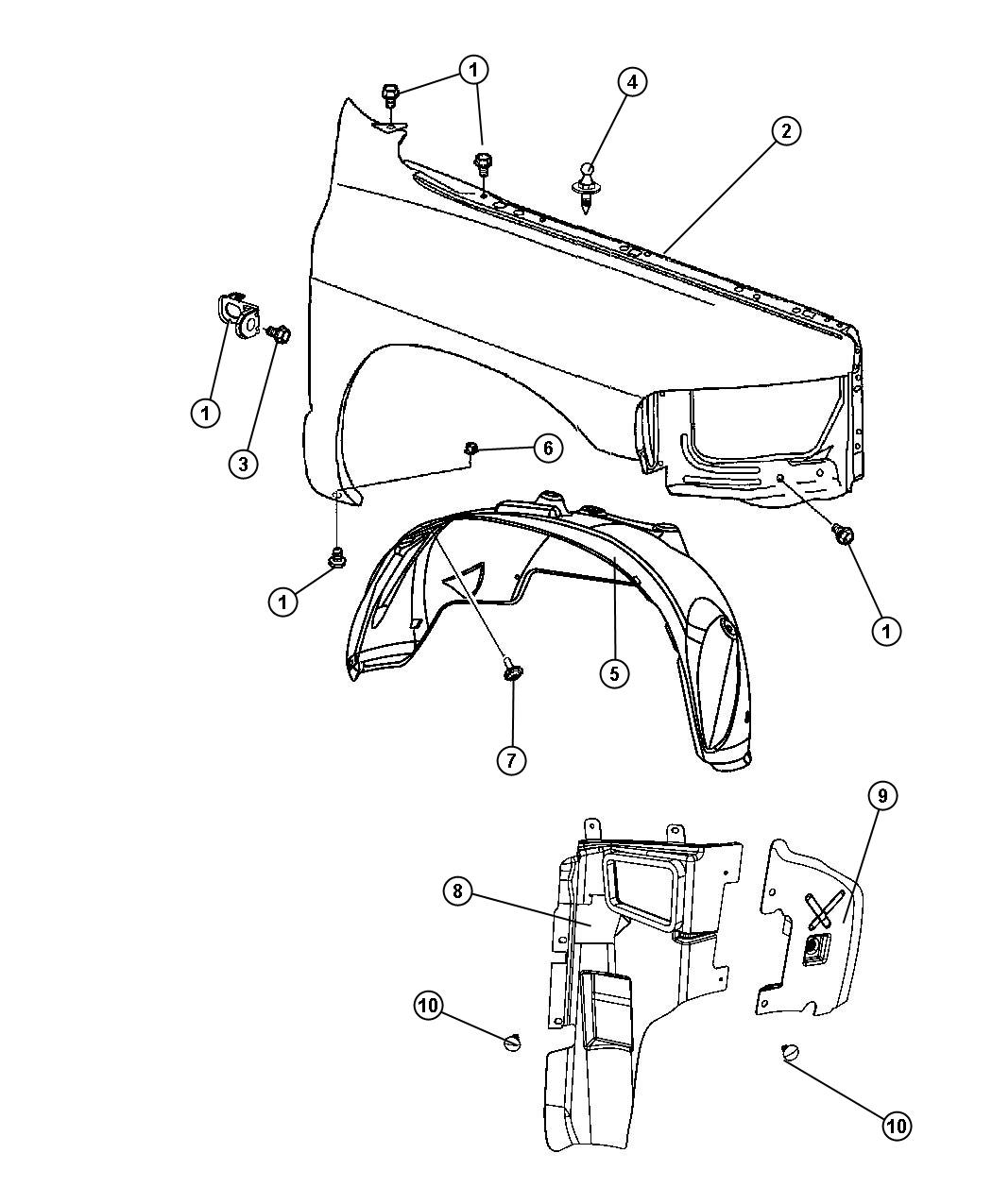 Diagram Front Fender. for your Dodge Ram 5500  