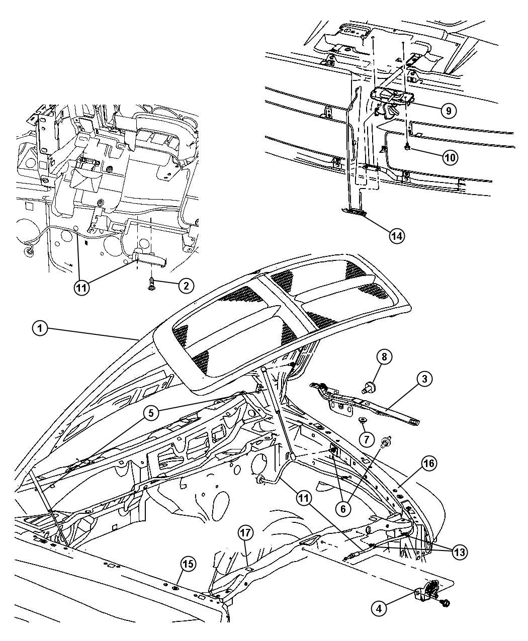 Diagram Hood and Related Parts. for your 2000 Dodge Ram 1500   