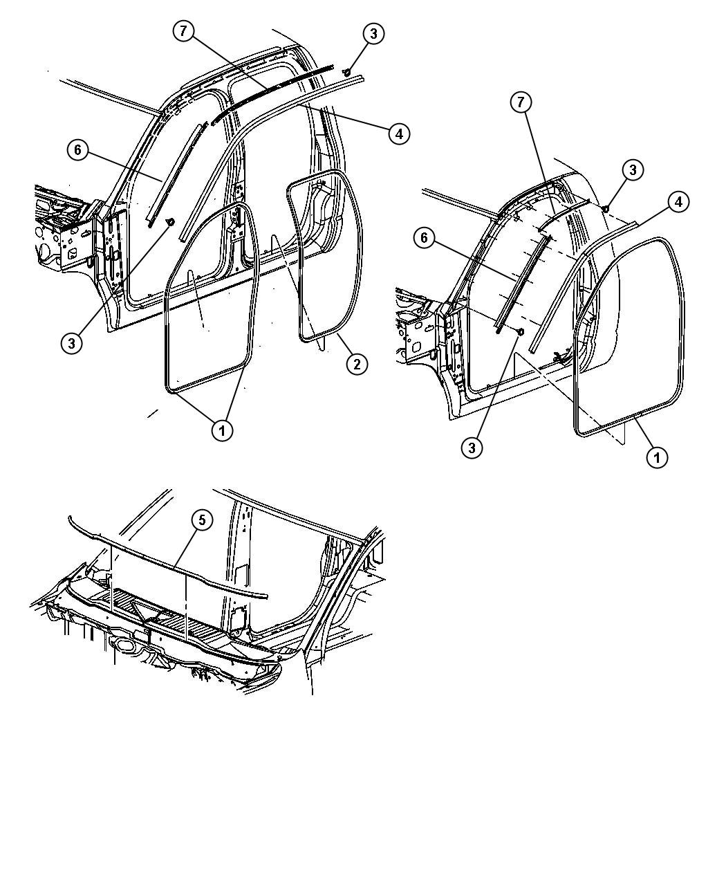 Diagram Body Weatherstrips and Seals. for your Dodge Ram 4500  