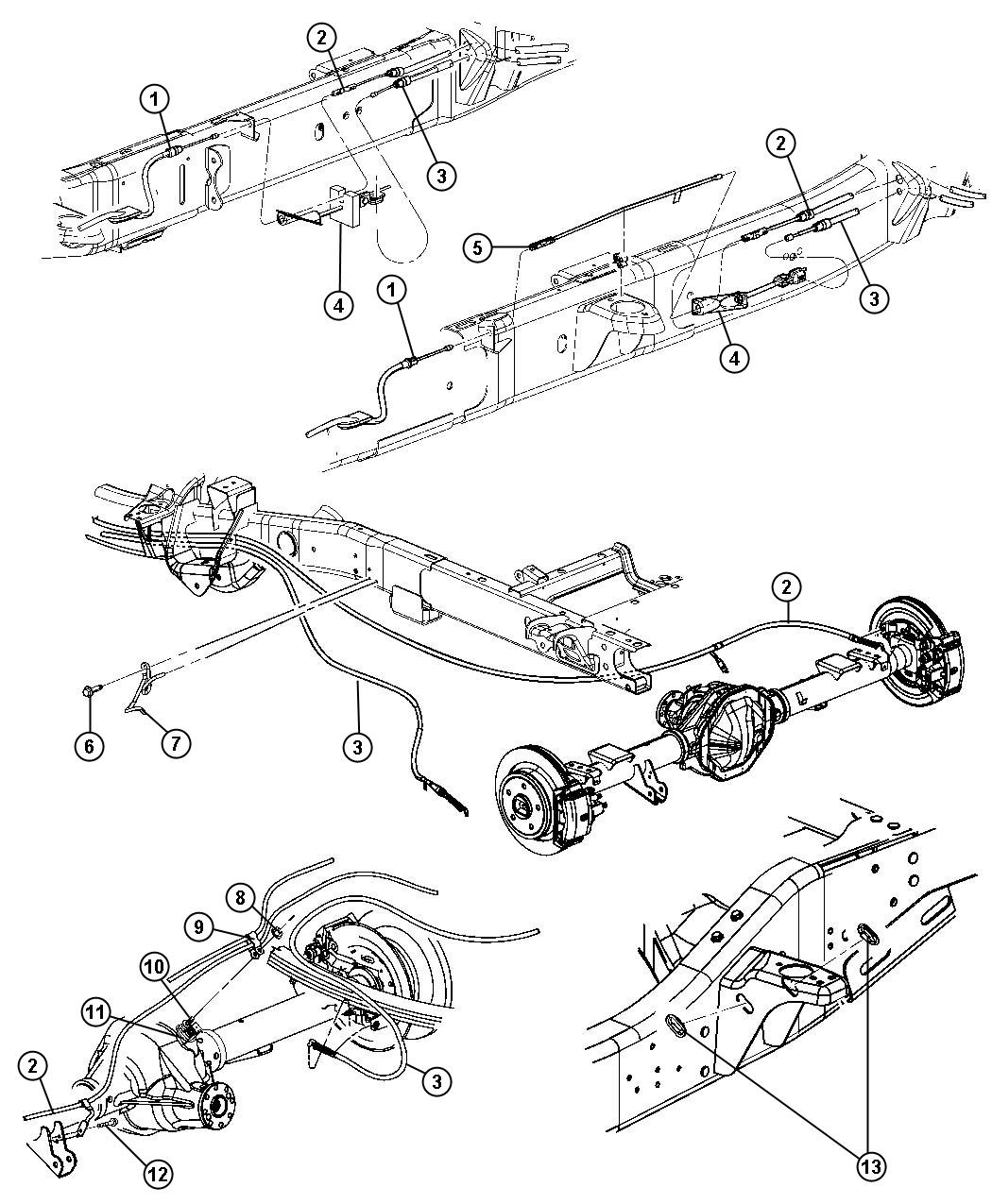 Diagram Park Brake Cables,Rear. for your Dodge Ram 4500  