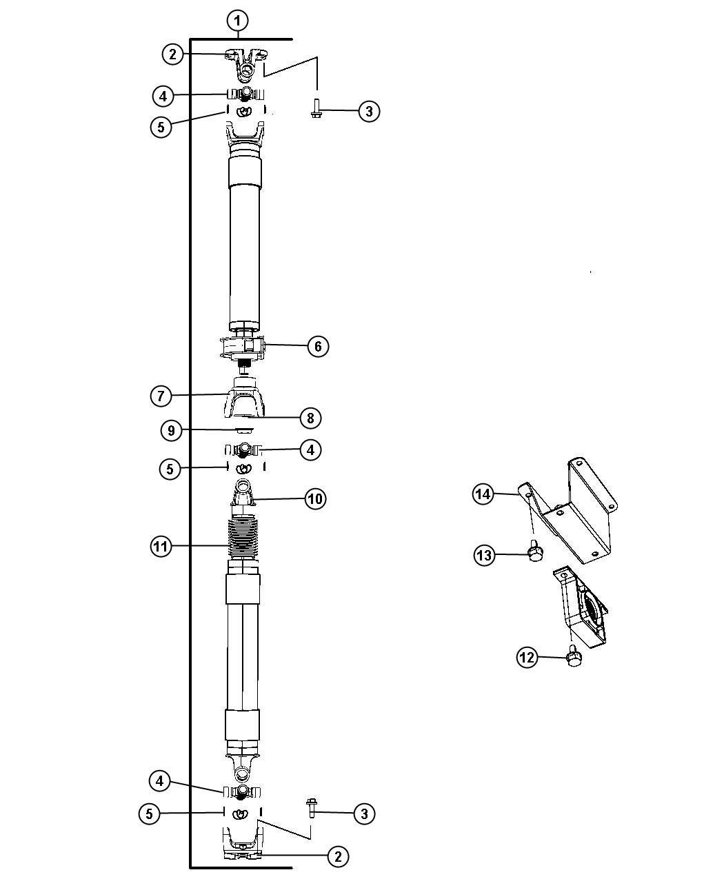 Diagram Shaft, Drive, 2-Piece, Line 0,9, Body 43,44,64. for your Dodge Ram 5500  