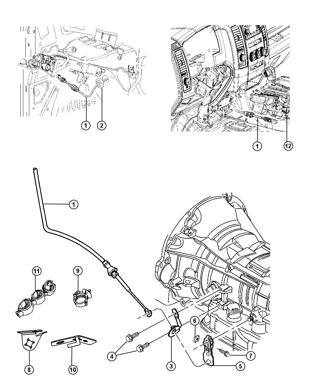 Diagram Gearshift Lever, Cable and Bracket. for your 2013 Ram 3500  SLT CREW CAB 