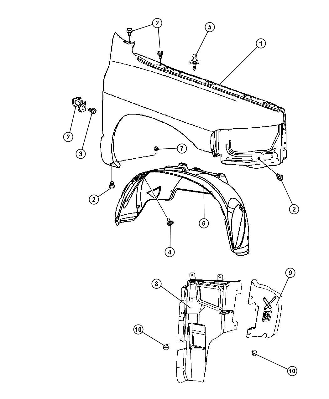 Diagram Front Fender. for your Dodge