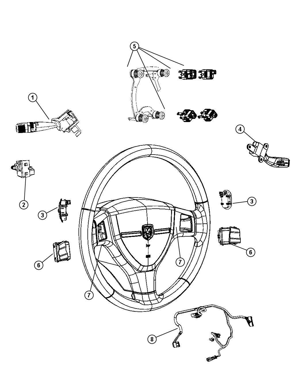 Diagram Switches Steering Column and Wheel. for your Dodge