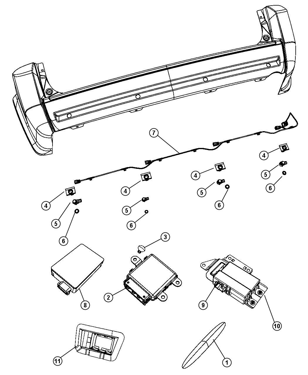 Diagram Park Assist. for your 2023 Ram 1500   