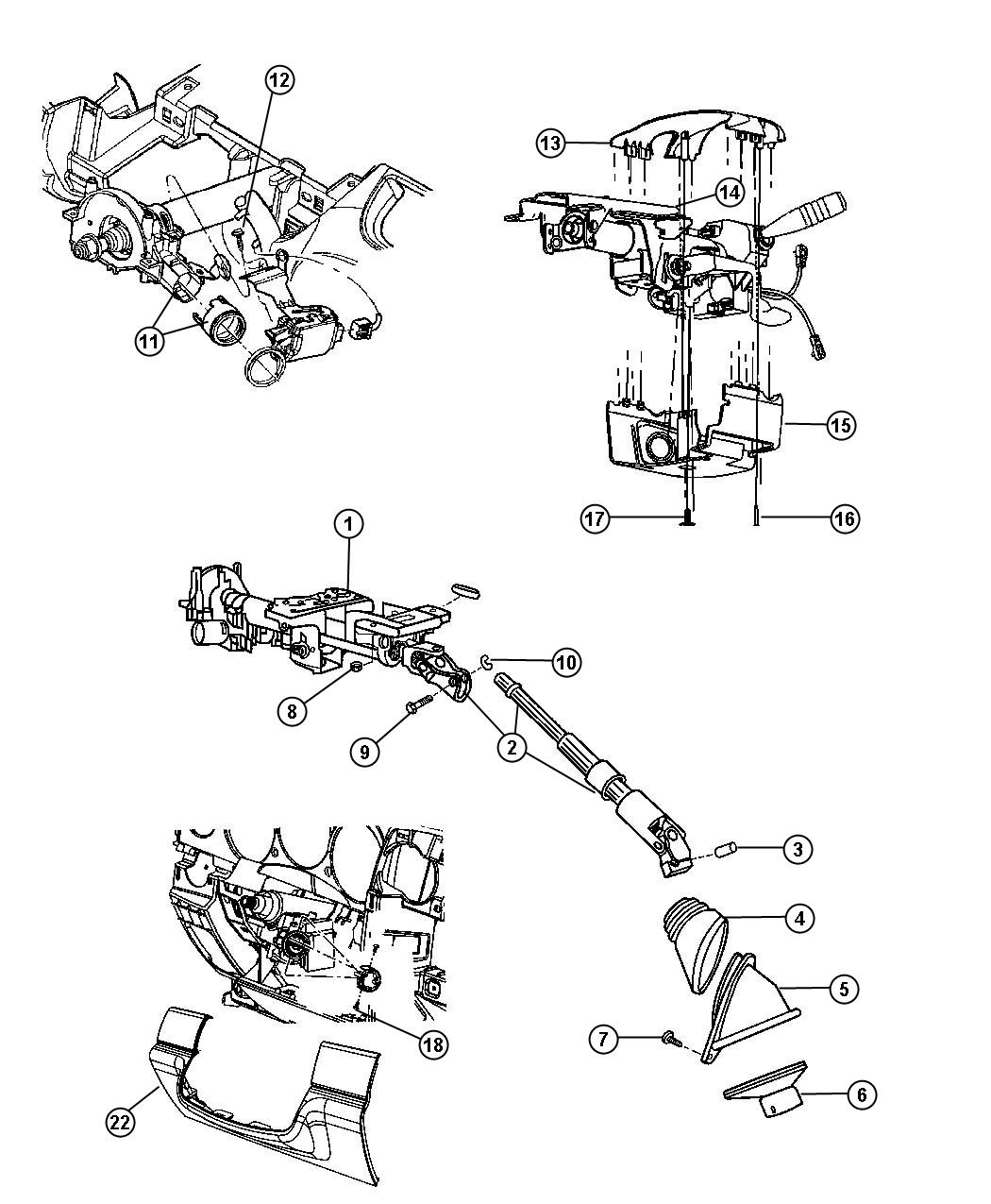 Column, Steering, Upper and Lower. Diagram