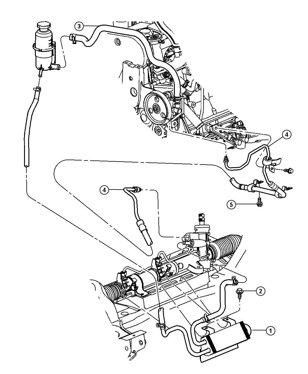 Diagram Power Steering Hoses. for your Chrysler PT Cruiser  