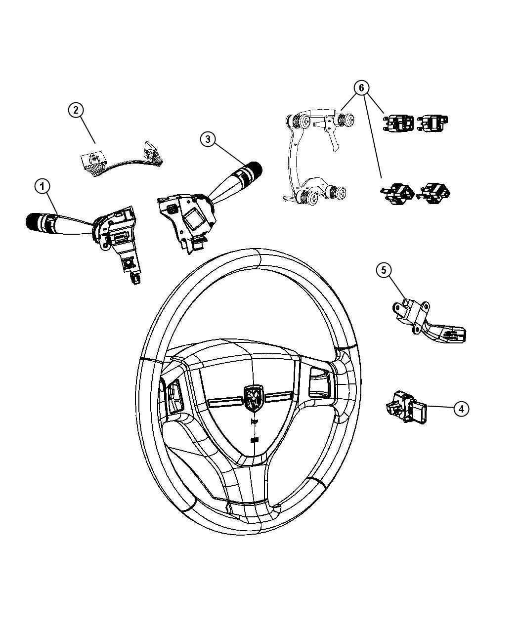 Diagram Switches Steering Column and Wheel. for your 2010 Chrysler PT Cruiser   