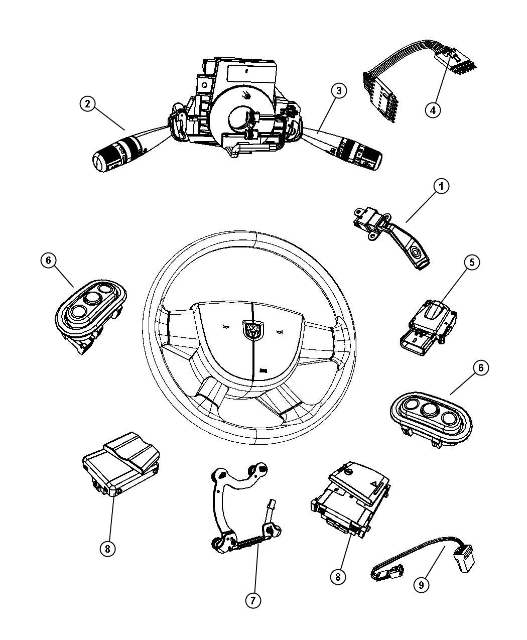 Diagram Swirches Steering Column and Wheel. for your Dodge NITRO  