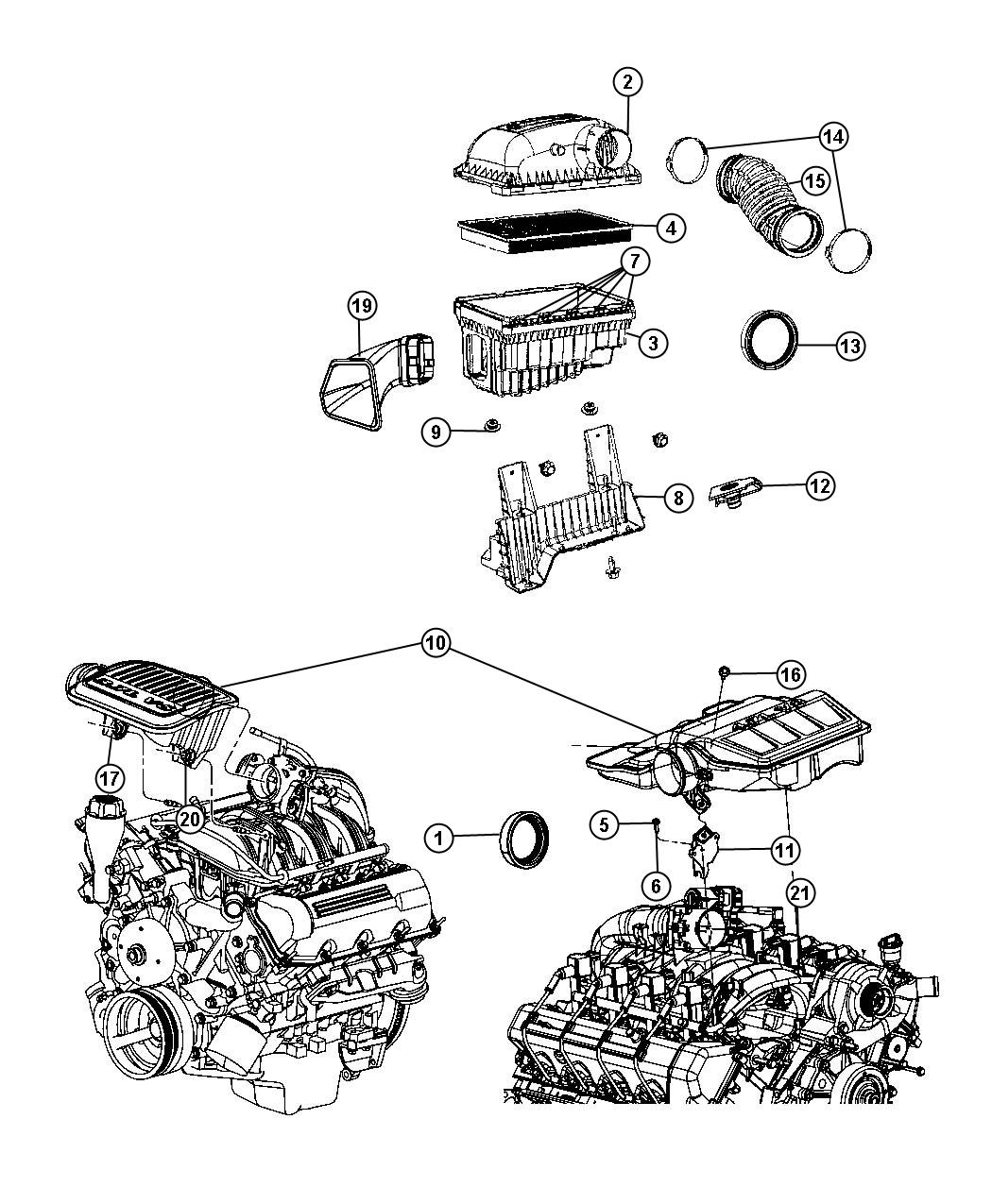 Diagram Air Cleaner and Related. for your 2002 Dodge Ram 1500   