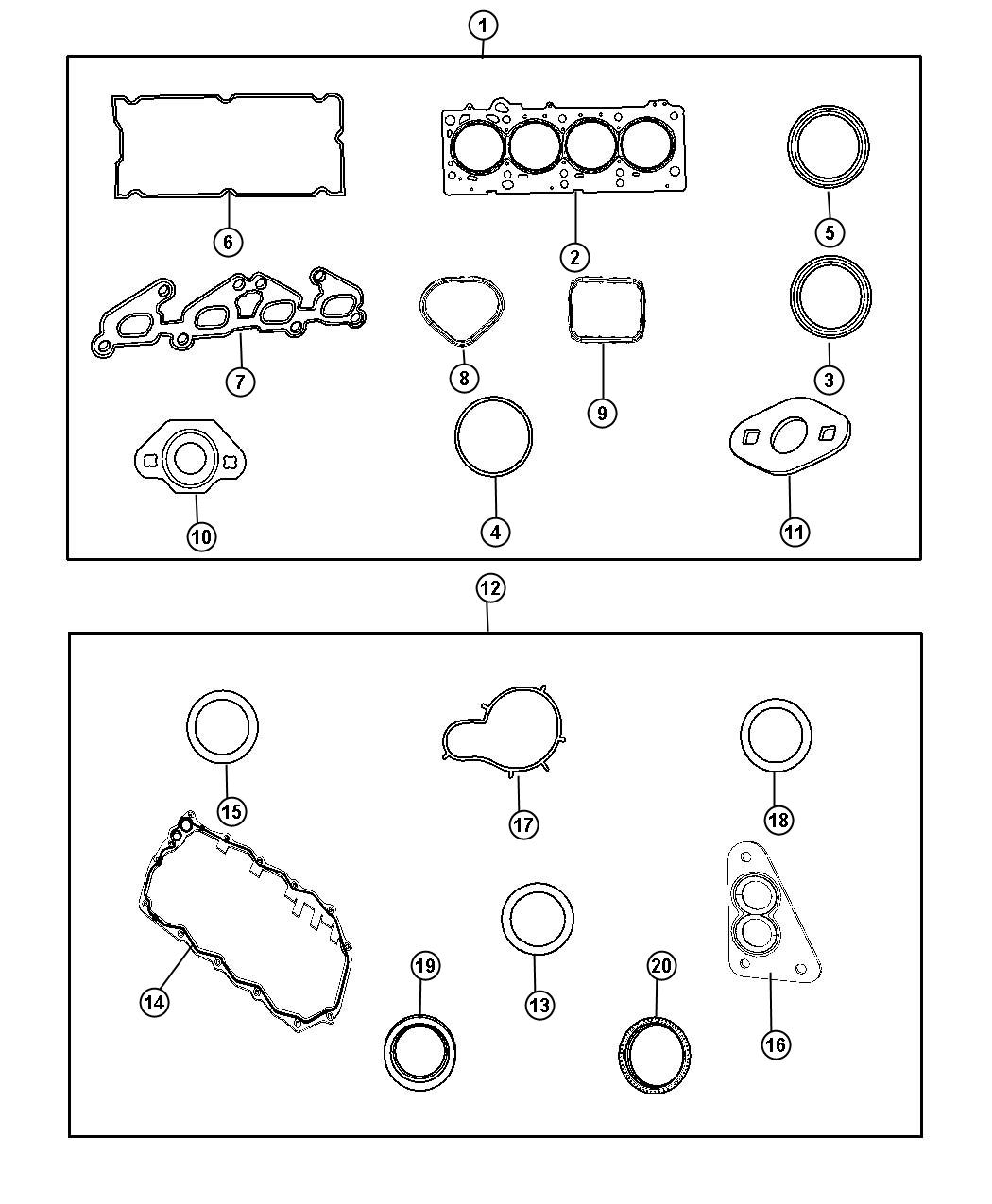 Diagram Engine Gasket Kits 2.4L [2.4L 4 Cyl DOHC 16V SMPI Engine]. for your Chrysler PT Cruiser  