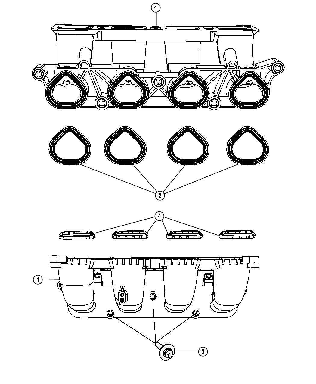 Diagram Lower Intake Manifold 2.4L [2.4L 4 Cyl DOHC 16V SMPI Engine]. for your Chrysler PT Cruiser  