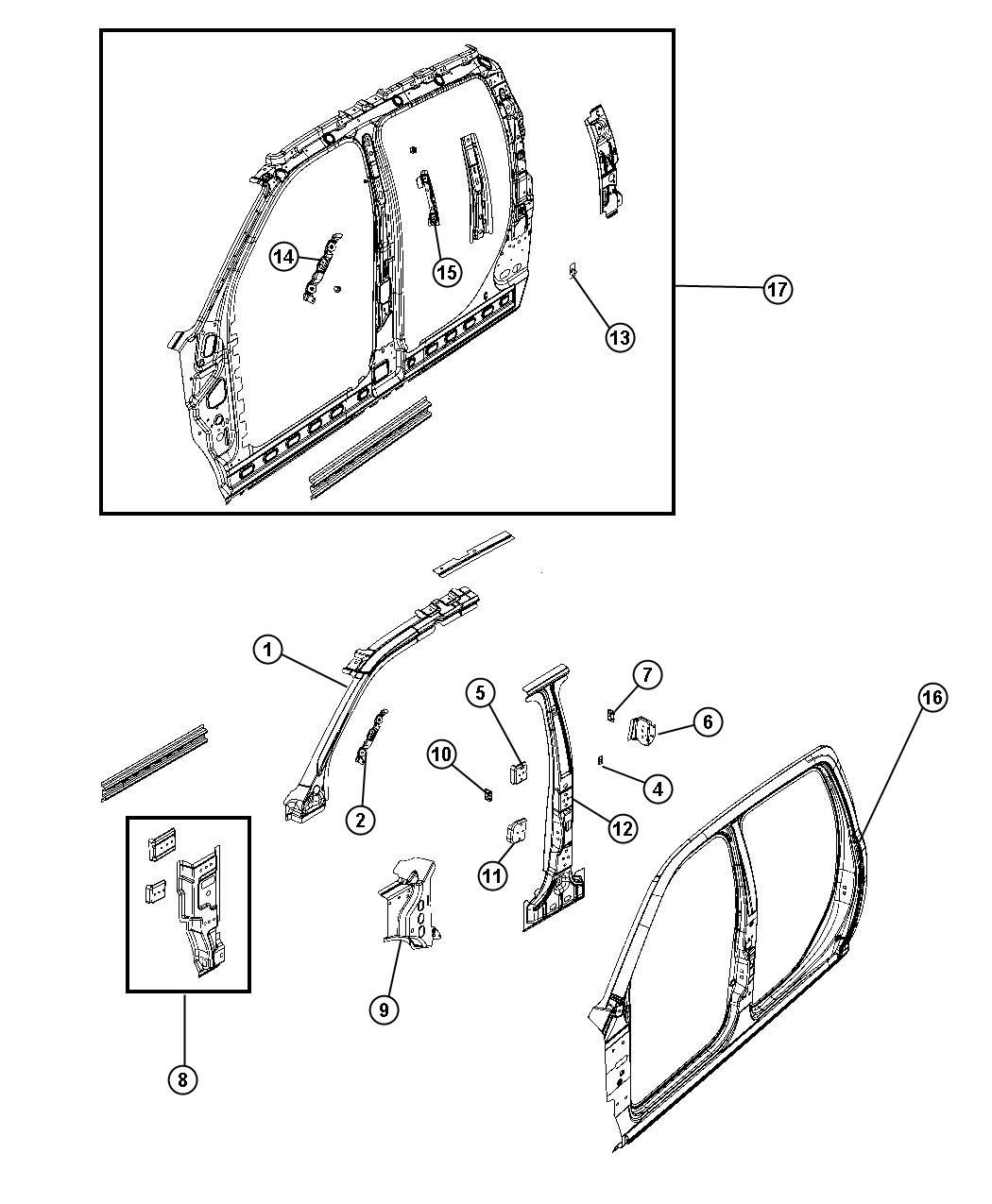 Diagram Front Aperture Panel - Crew Cab. for your Dodge Ram 3500  