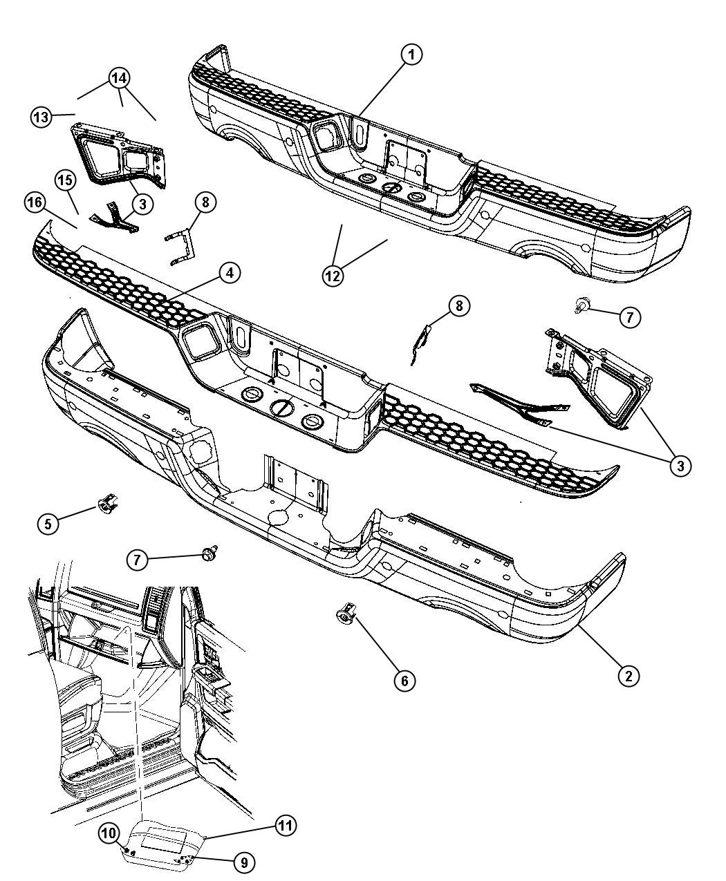 Diagram Rear Bumper. for your 2005 Ram 1500   