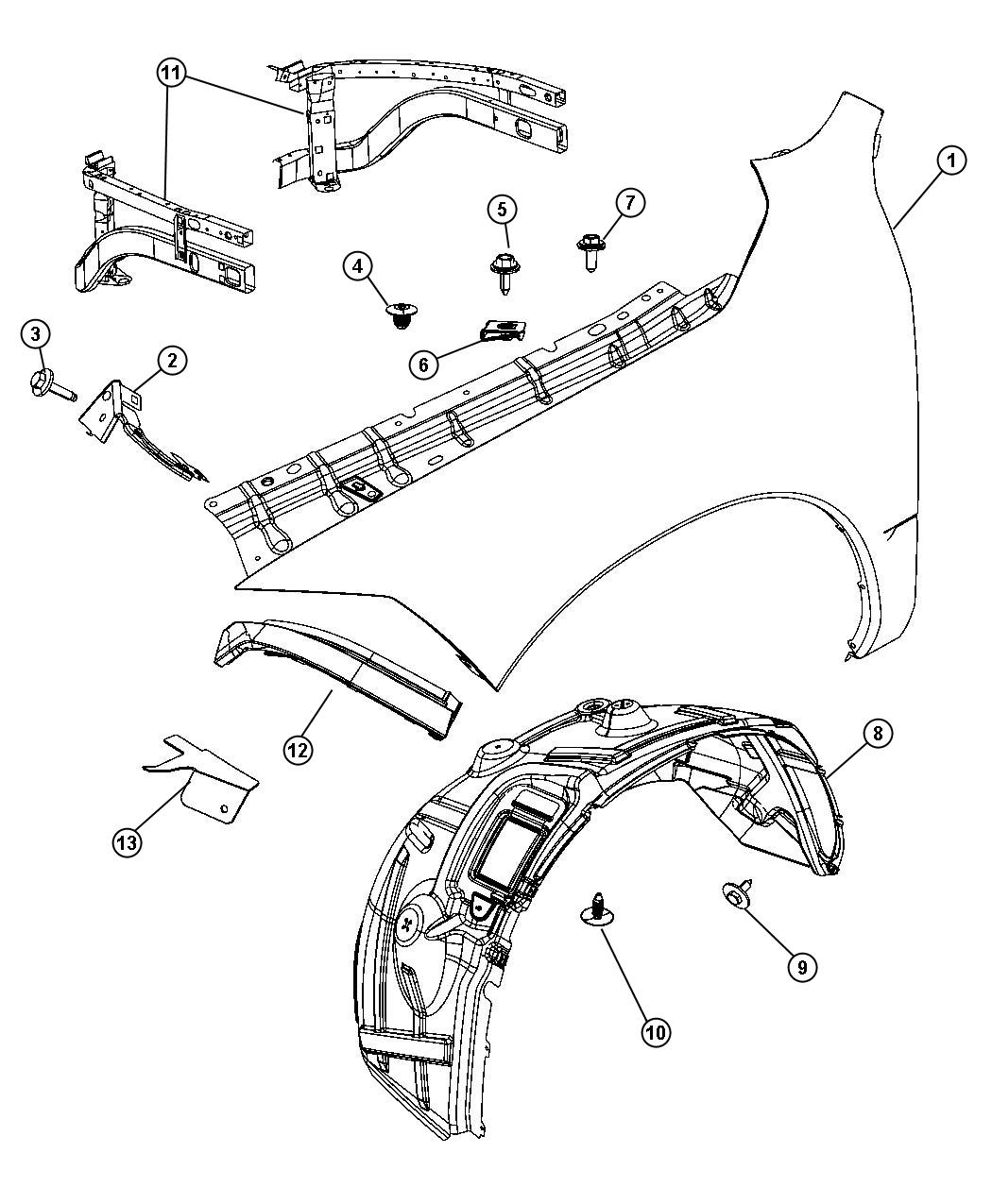 Diagram Front Fender. for your 2004 Ram 1500   