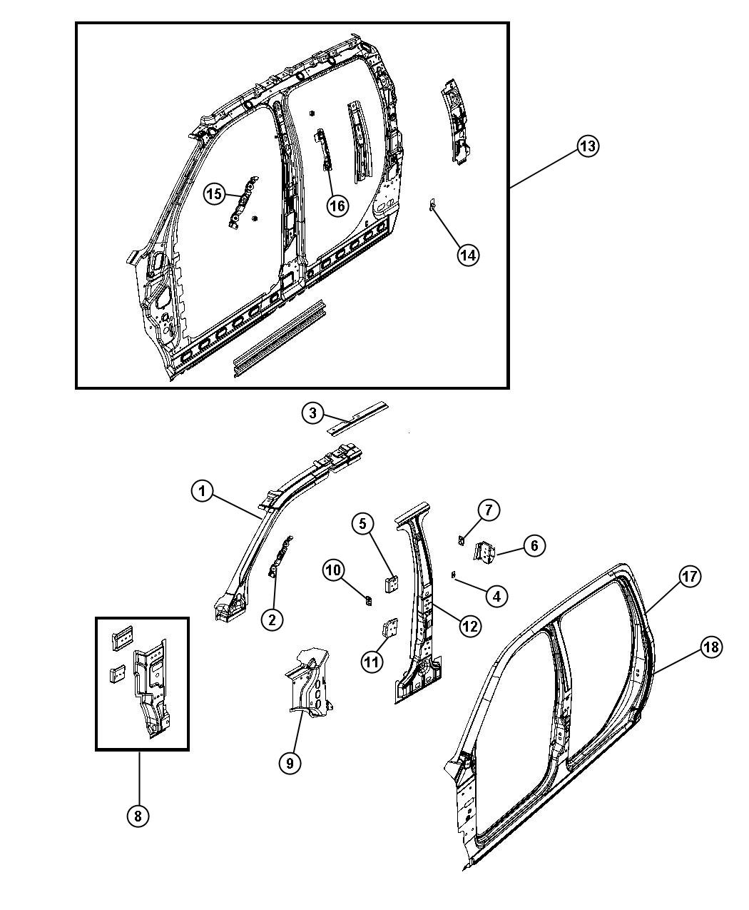 Diagram Aperture Panel, Crew Cab And Mega Cab. for your 1999 Chrysler 300  M 