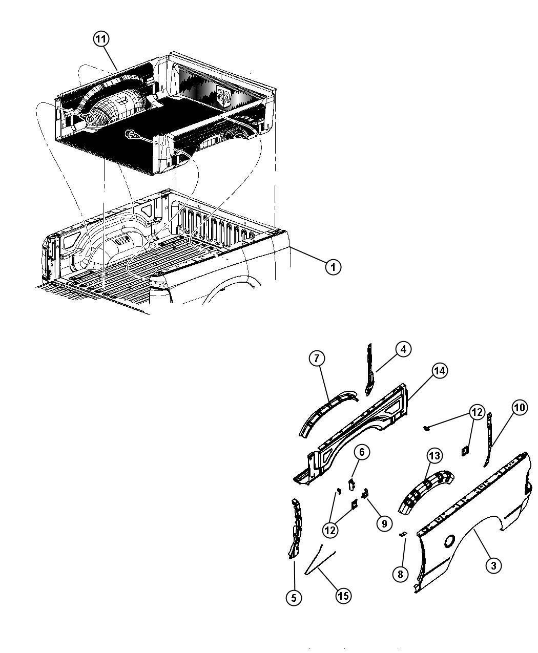 Diagram Pick-up Box. for your 2008 Ram 3500   