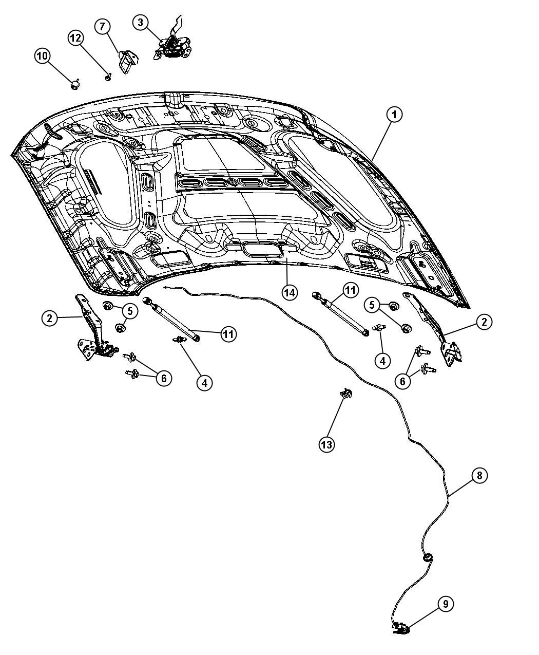 Hood And Related Parts. Diagram