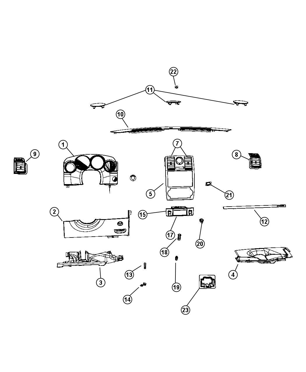 Diagram Instrument Panel Trim. for your Chrysler 300 M 