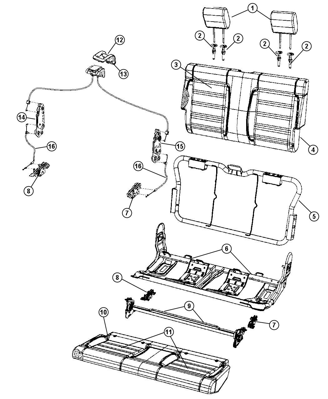 Diagram Rear Seat - Bench - Trim Code [A7]. for your Jeep