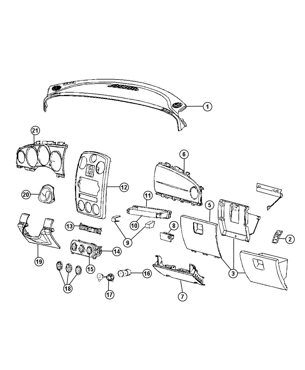 Diagram Instrument Panel Trim. for your 2008 Chrysler PT Cruiser   