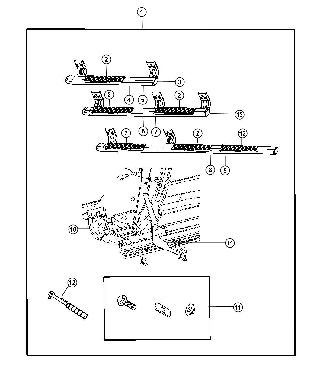 Diagram Step Kit - Side. for your 2007 Ram 1500   