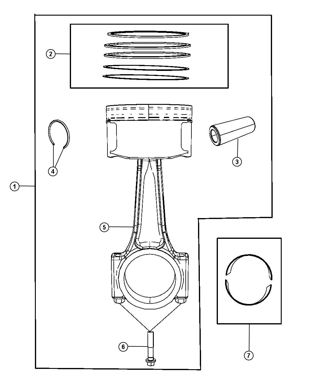 Diagram Pistons, Connecting Rods, And Connecting Rod Bearings 5.7L HEV [5.7L V8 HEMI HEV Engine]. for your 2002 Chrysler 300  M 