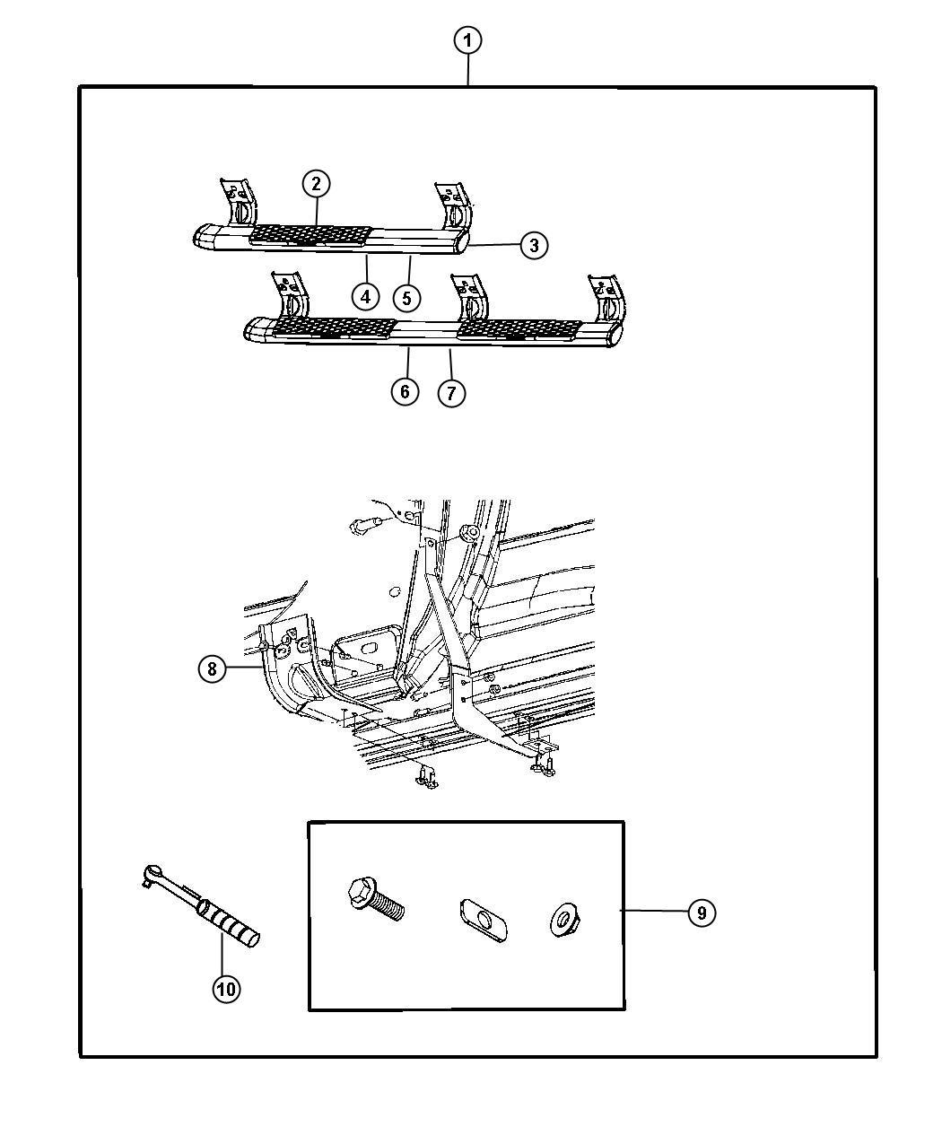 Diagram Step Kit - Side. for your 2005 Ram 1500   