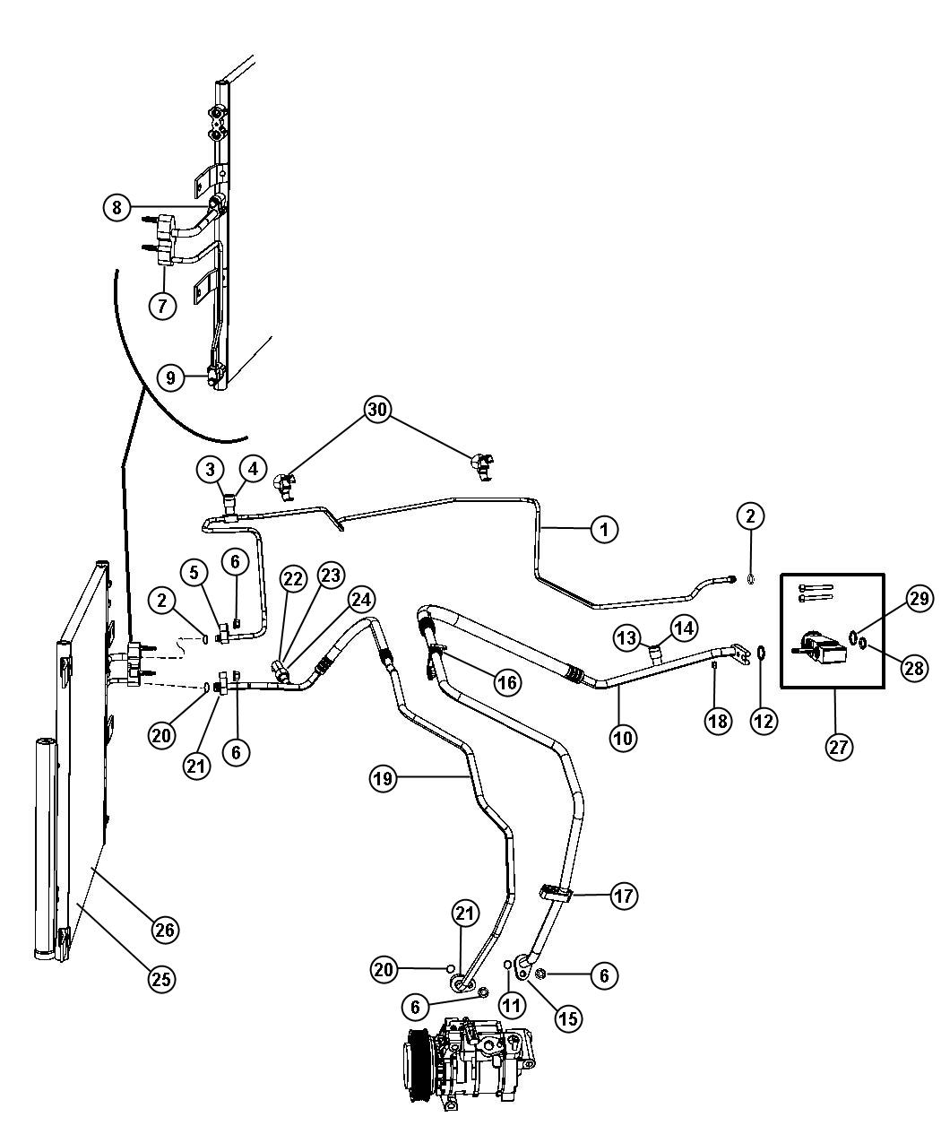 Diagram A/C Plumbing 5.7L [5.7L V8 HEMI MDS VCT Engine] [5.7L HEMI VCT Engine] 6.7L [6.7L I6 CUMMINS TURBO DIESEL ENGINE]. for your Chrysler 300  M