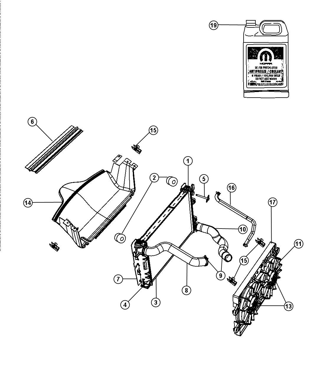 Diagram Radiator and Related Parts Gas. for your 2010 Dodge Dakota   