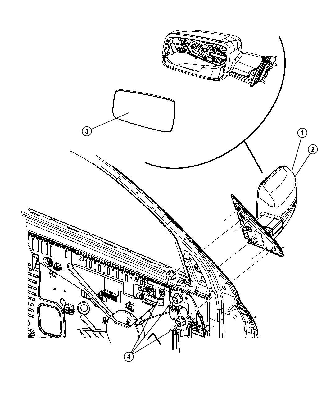 Diagram Mirror, Exterior. for your Dodge