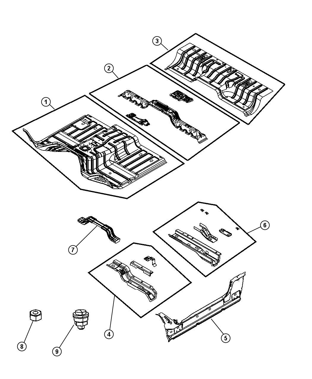 Floor Pan, Standard Cab. Diagram