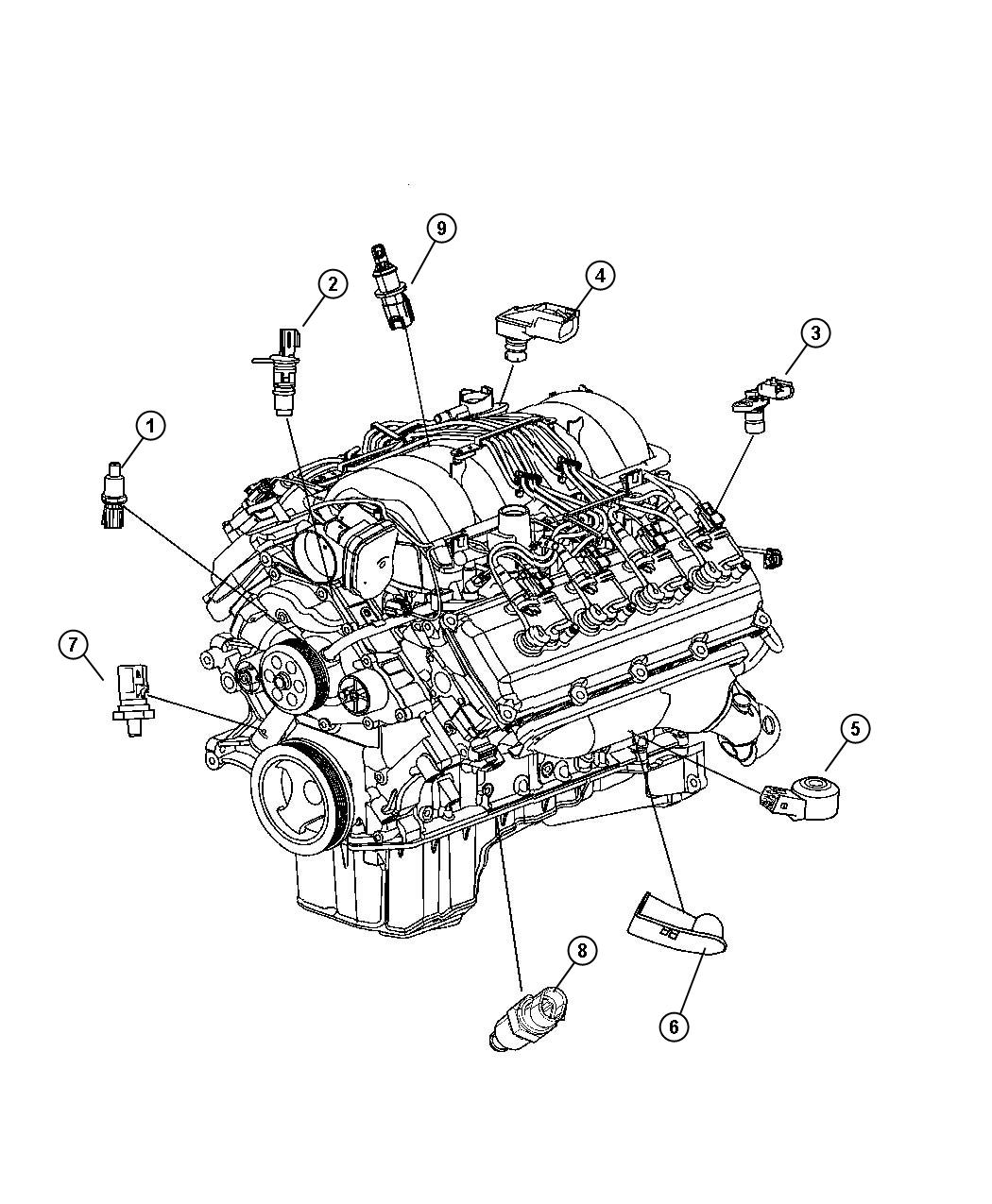 Diagram Sensors, Gas Engine. for your Jeep Grand Cherokee  