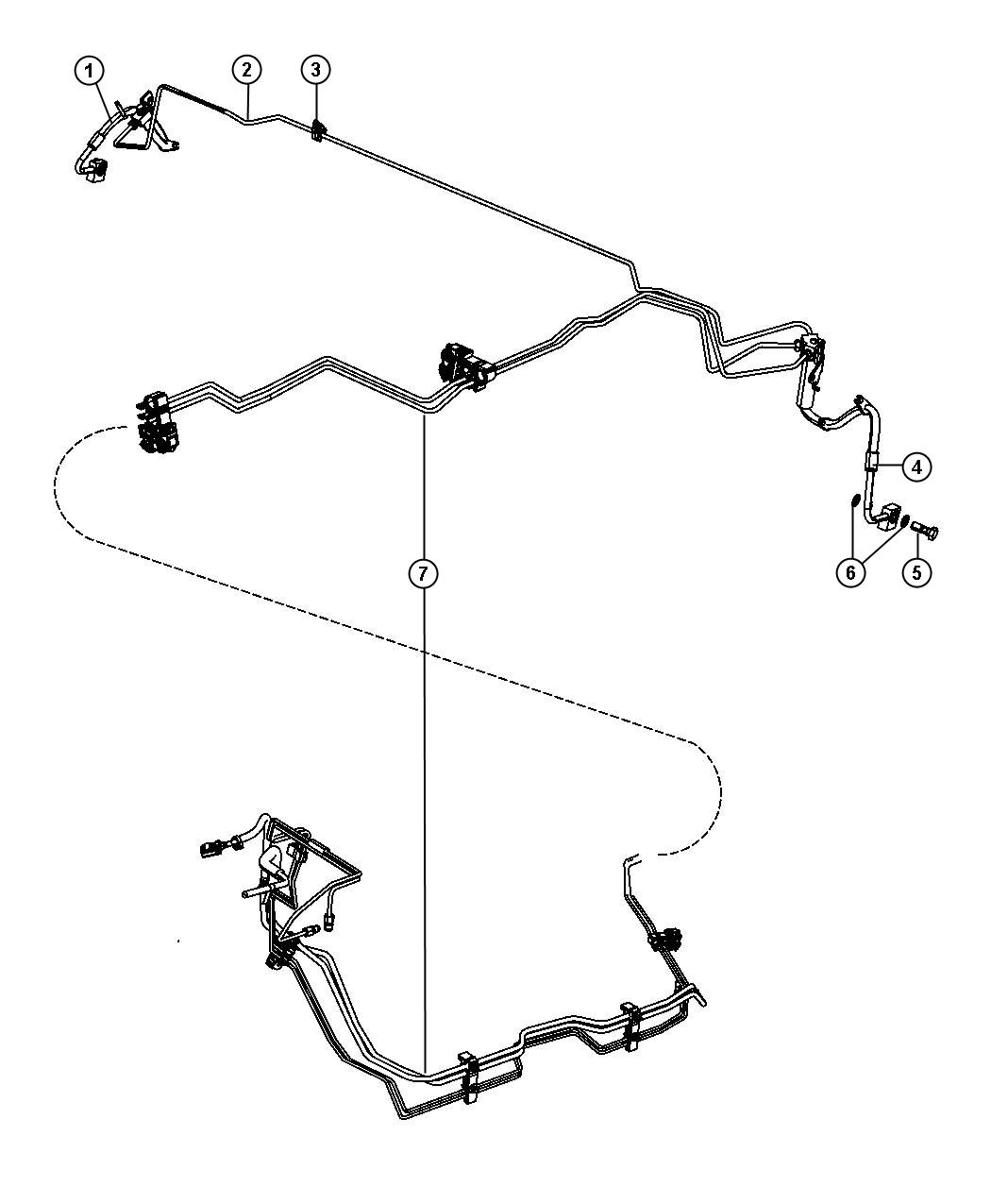 Diagram Brake Tubes and Hoses,Rear. for your 2003 Chrysler 300  M 