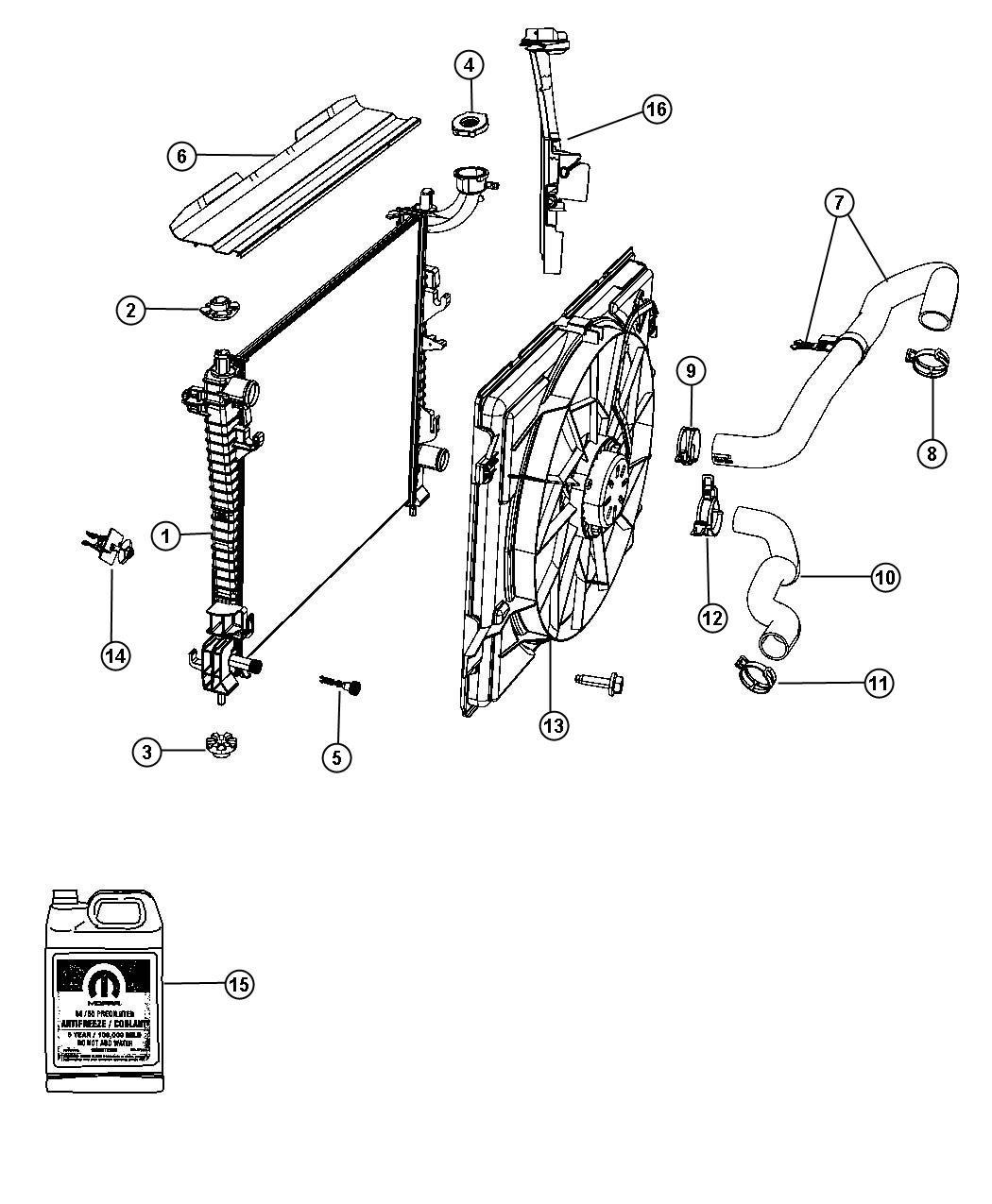 Diagram Radiator and Related Parts. for your 2004 Chrysler 300  M 