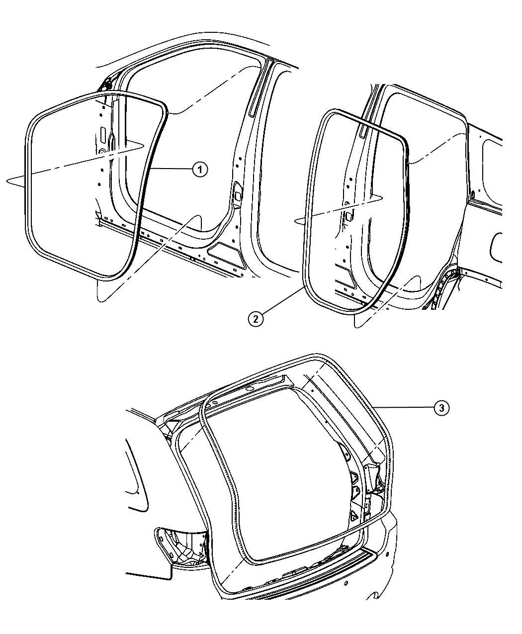 Diagram Body Weatherstrips and Seals. for your 2011 Jeep Grand Cherokee   