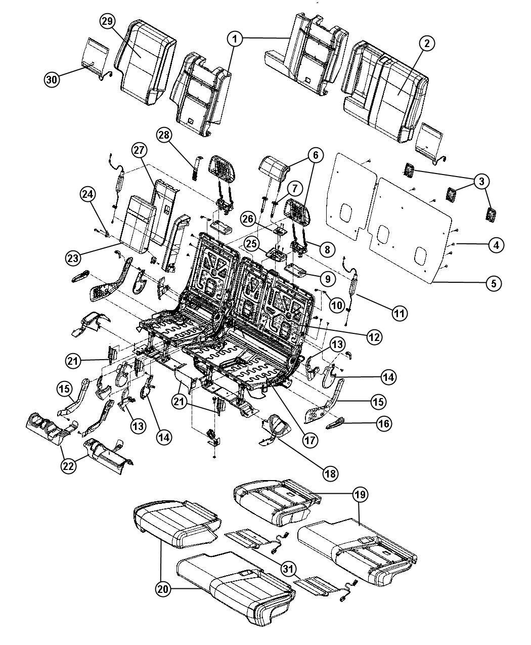 Diagram Rear Seat - 60/40 Seat -Trim Code [DL]. for your Chrysler 300  M