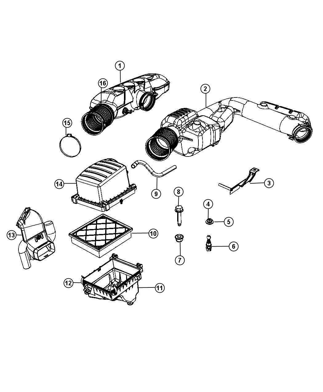 Jeep Grand Cherokee Duct. Air cleaner. [dual rear exhaust] - 68022213AB ...