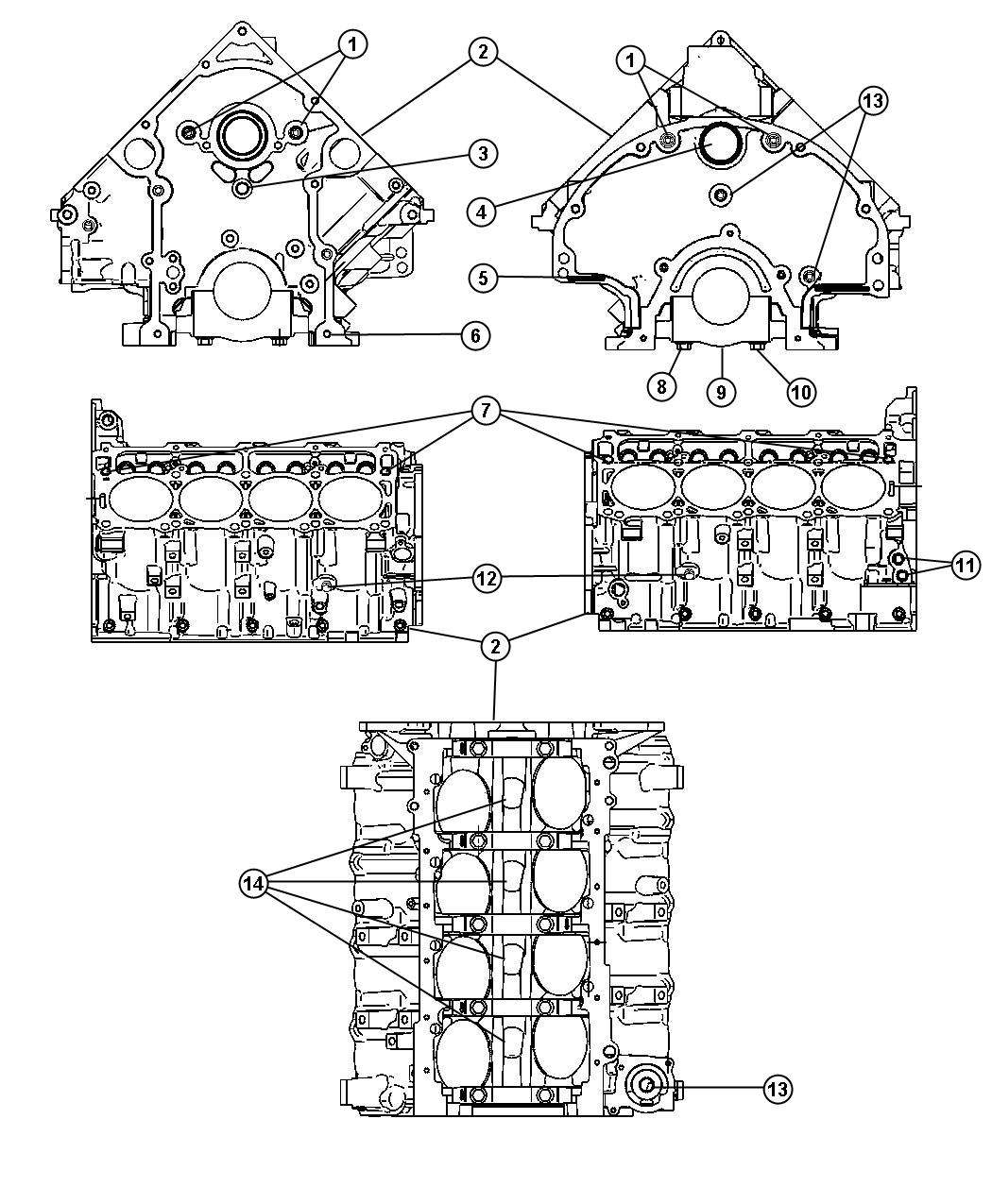 Diagram Engine Cylinder Block And Hardware 5.7L [5.7L HEMI VCT Engine]. for your 2000 Chrysler 300  M 