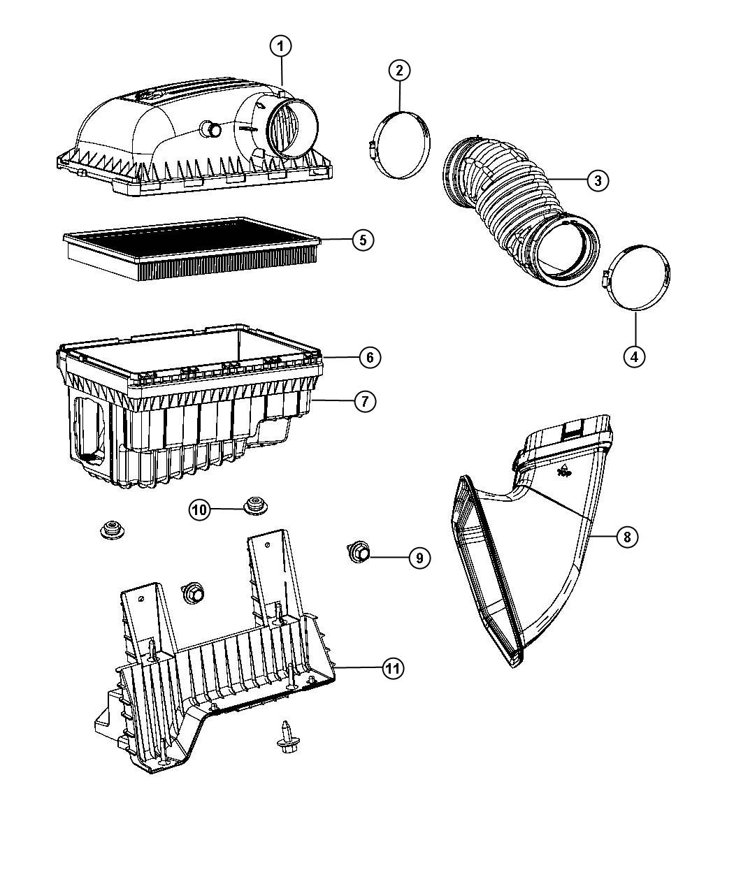 Diagram Air Cleaner 5.7L [5.7L HEMI VCT Engine]. for your 2002 Dodge Ram 1500   