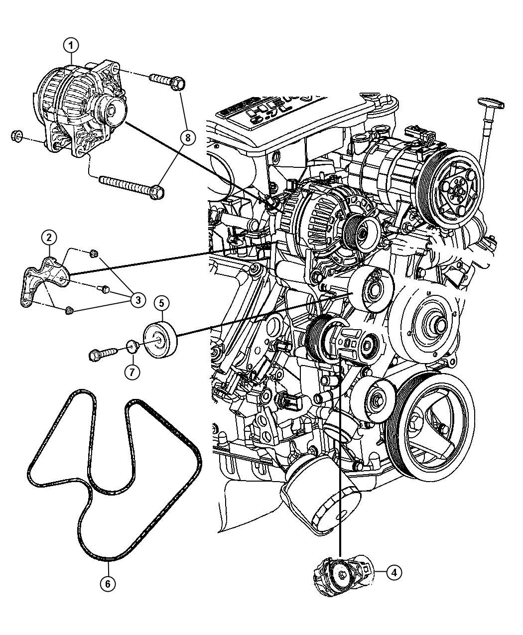 Alternator and Related Parts. Diagram