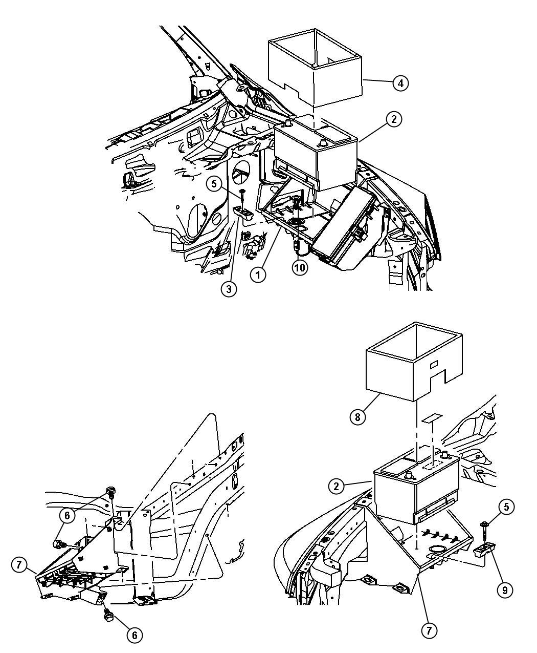 Diagram Battery Tray and Support. for your Ram 3500  