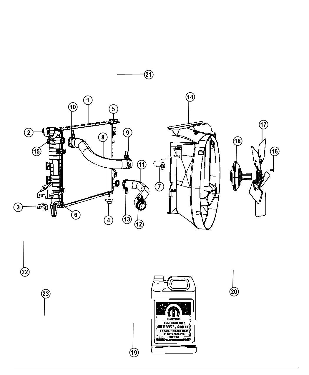 Diagram Radiator and Related Parts, 5.7L [5.7L HEMI VCT Engine]. for your 1999 Chrysler 300  M 