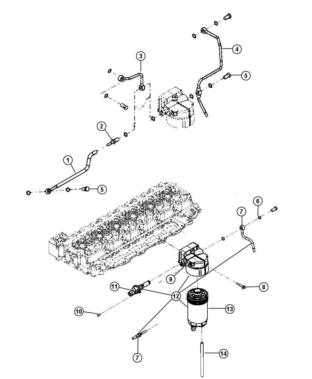 Diagram Fuel Filter 6.7L [6.7L I6 CUMMINS TURBO DIESEL ENGINE]. for your Dodge Ram 5500  