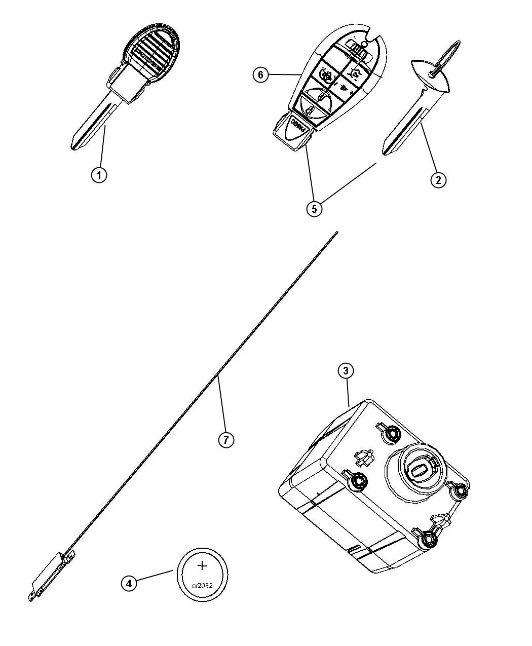 Receiver Module, Keys and Key FOBS. Diagram