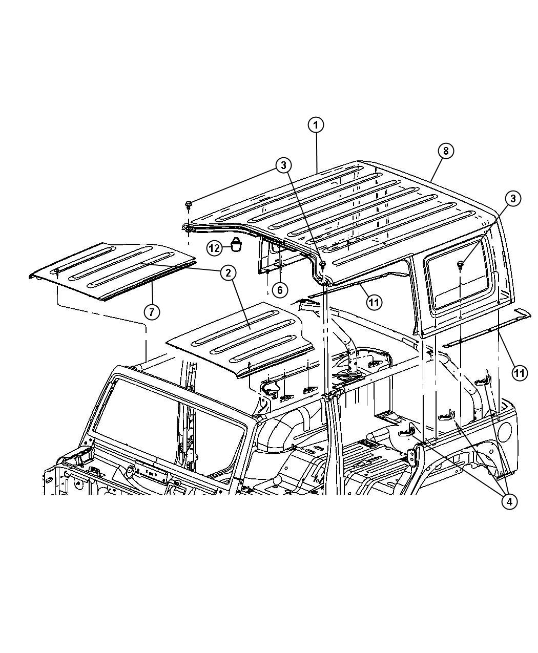 Hard Top - 4 Door [VK0]. Diagram