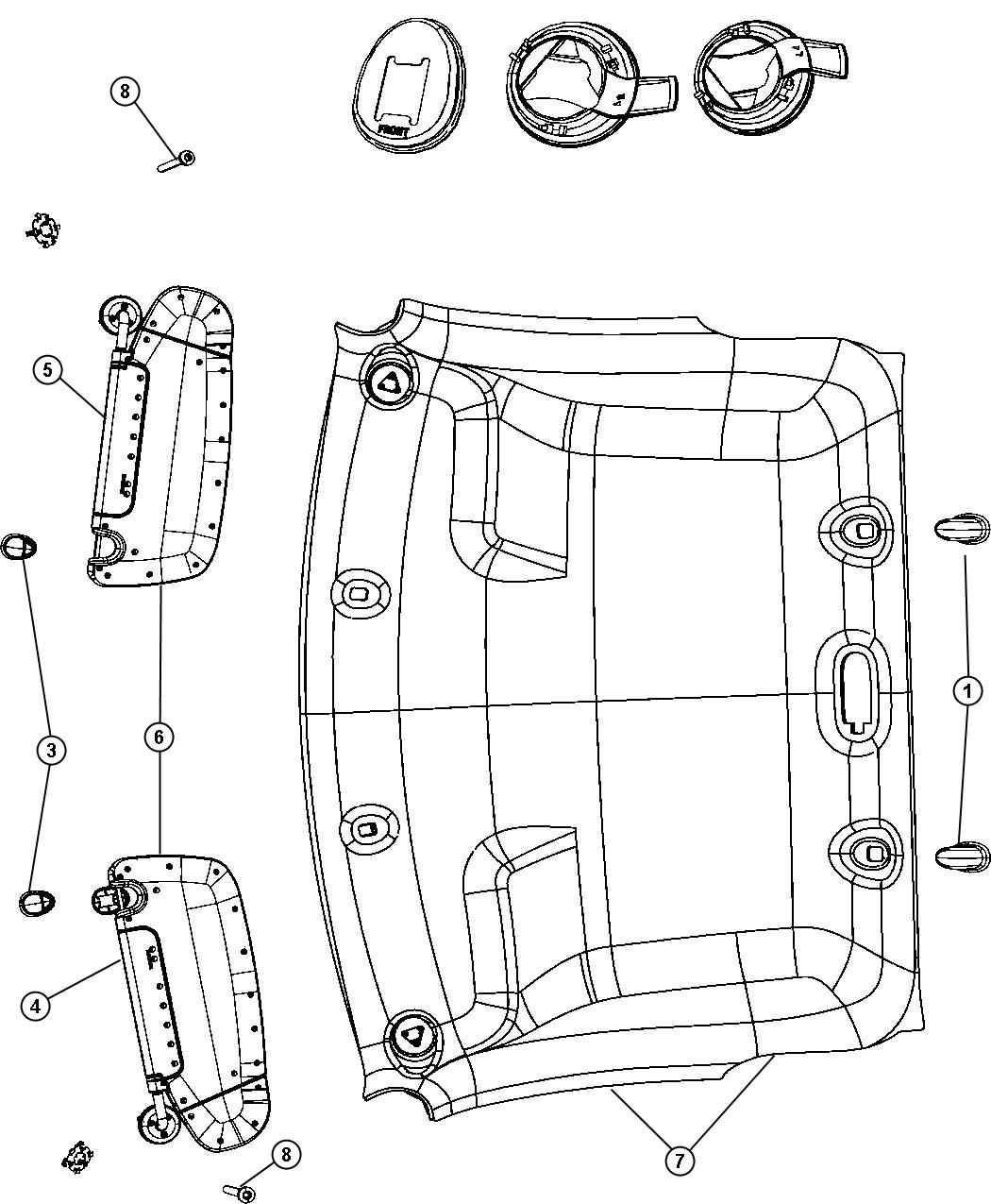 Diagram Headliners and Visors. for your Chrysler 300  M