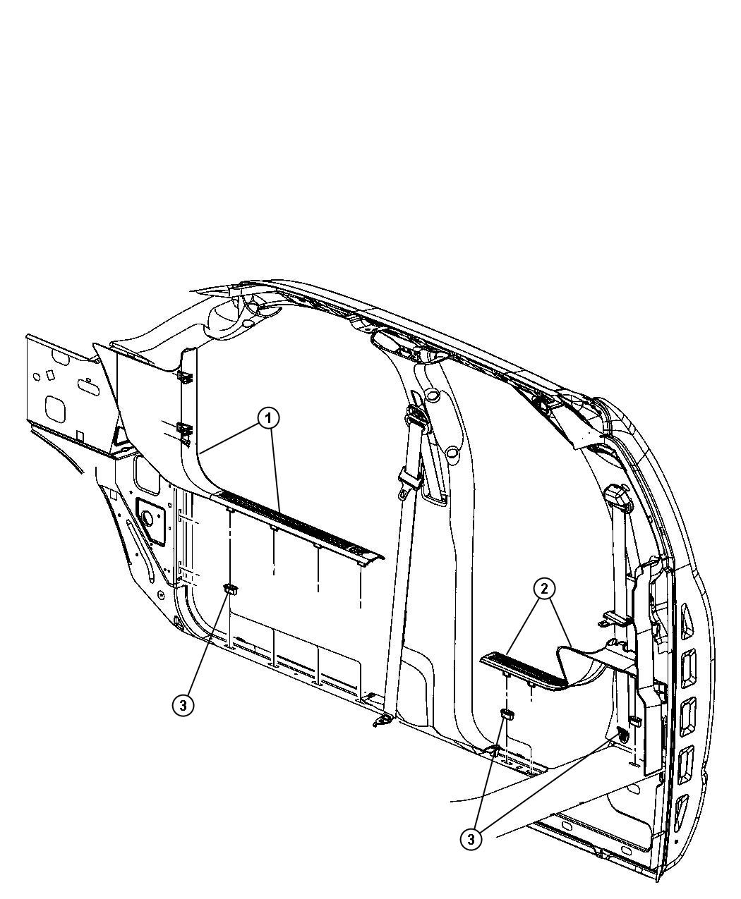 Diagram Cowl Side Panel and Scuff Plates. for your 2000 Chrysler 300  M 