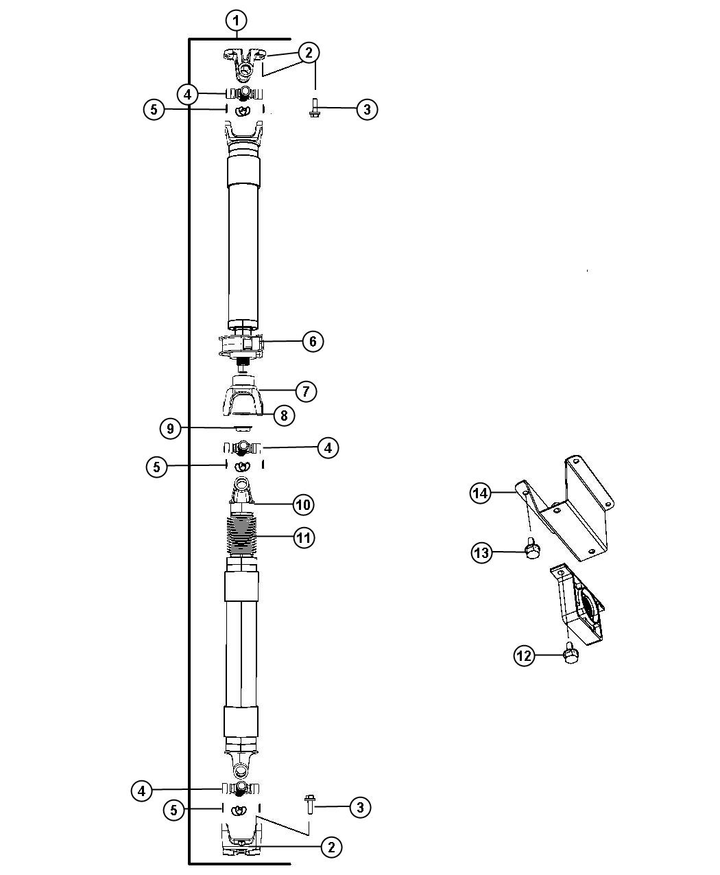 Diagram Shaft, Drive, 2-Piece, Line 4,5, Body 63, 64, 93. for your Ram 5500  