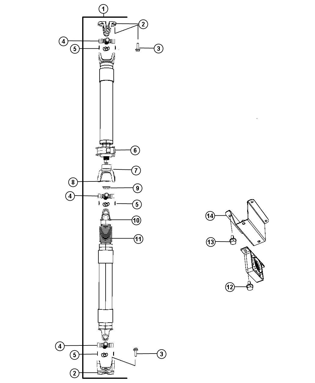 Diagram Shaft, Drive, 2-Piece, Line 0,9, Body 64, 65, 93, 94. for your Ram 5500  